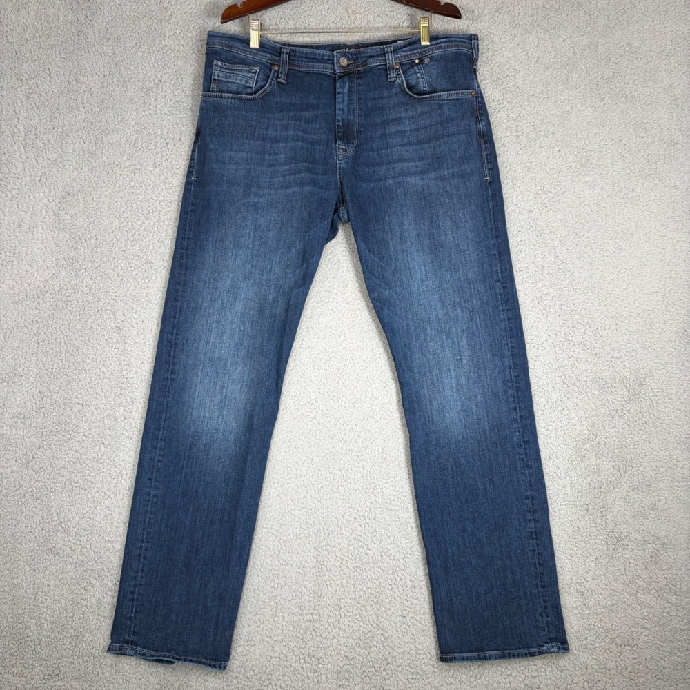 Mavi Jeans Men 38x34 Blue Matt Relaxed Straight Leg Denim Pants Stretch